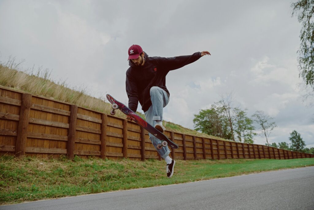 nike shoues and a person fly in sky 