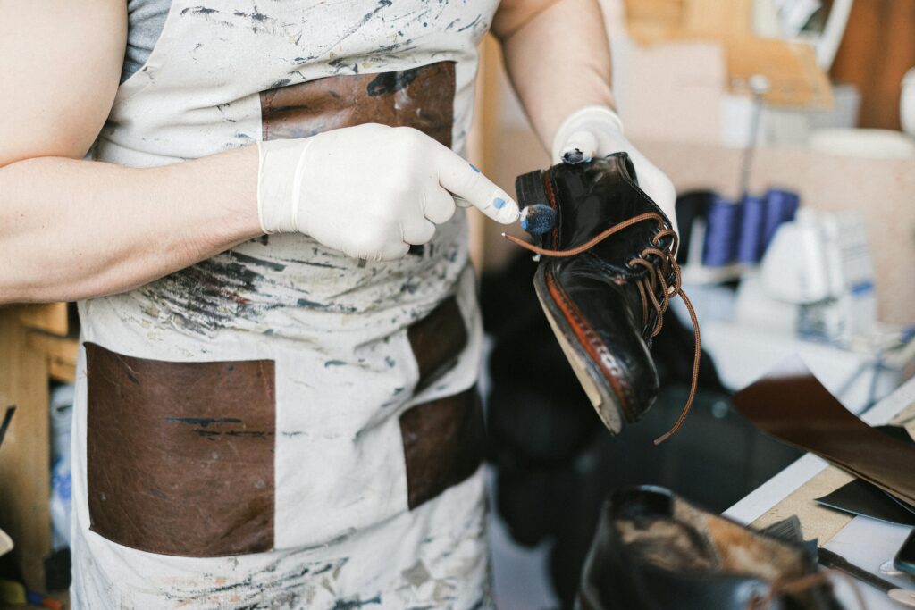 Baking soda mixture applied to white shoes for effective cleaning