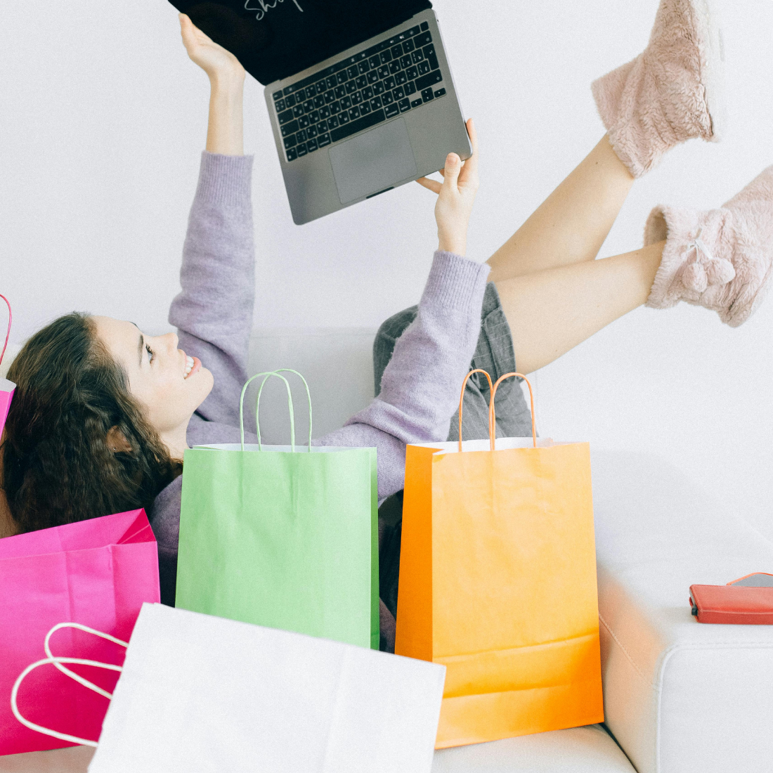 a girl with shoping bag